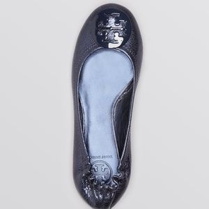 Tory Burch Blue Metallic Ballet Flats